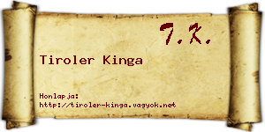 Tiroler Kinga névjegykártya